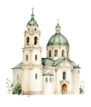 Ilustración acuarela del Santuario Sagrado Corazón de Jesús